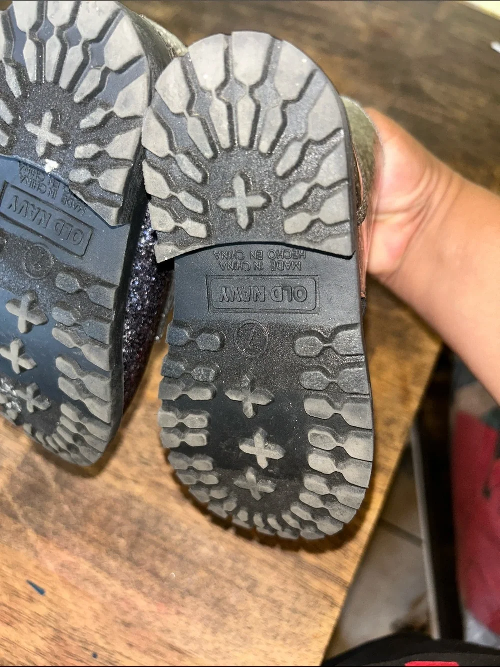 Old Navy Silver Glitter Lace-Up Kids Boots